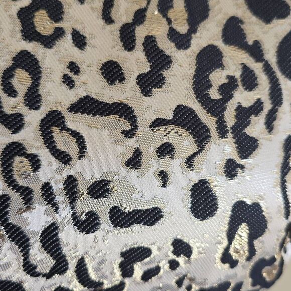 Rachel Parcell Ivory/Gold Metallic Cheetah Print Jewrl Neck Dress, NWOT, XS - Picture 7 of 11